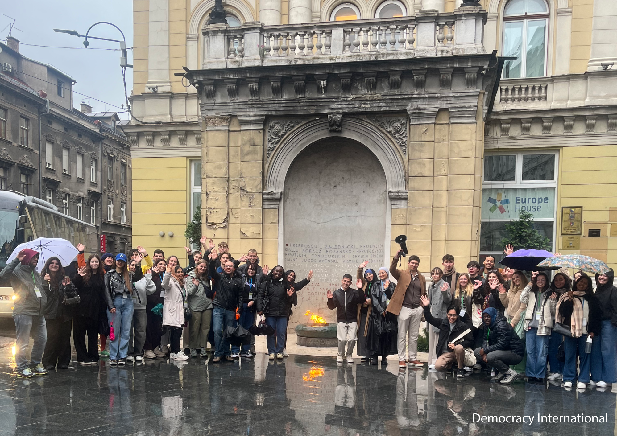 Youth Bridges Europe participants on a remembrance walk in Sarajevo