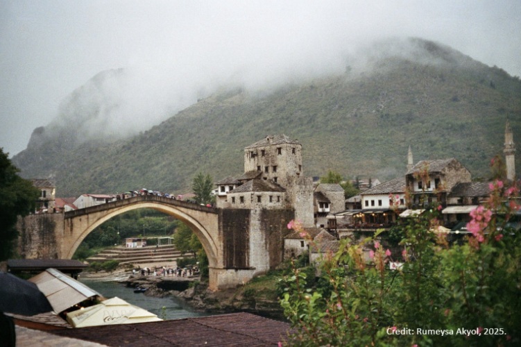 Mostar´s Old Bridge on a misty day.