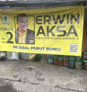 A campaign sign in Central Jakarta, February 2024. photo by Joe Mathews
