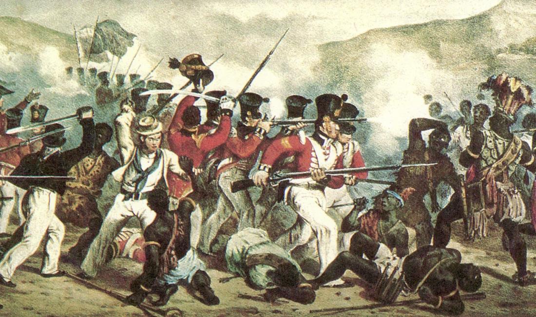 Image credit: 1824 painting of Anglo-Ashanti war. Public domain.