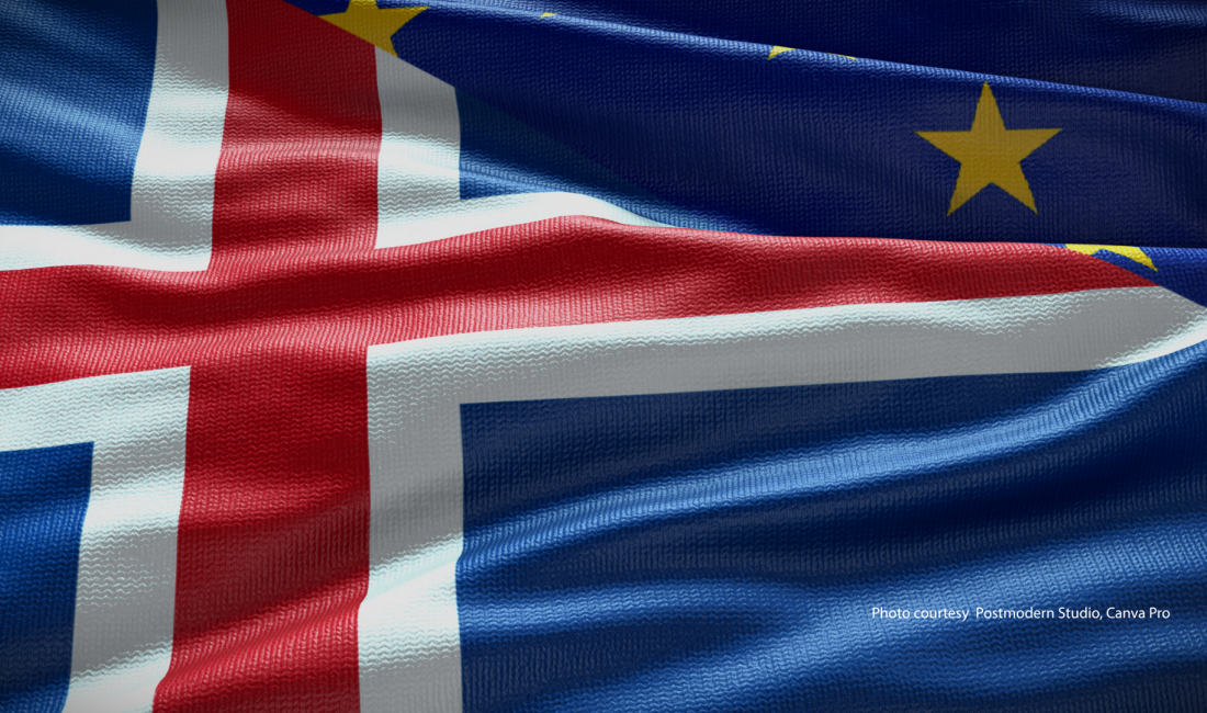Iceland and EU flags