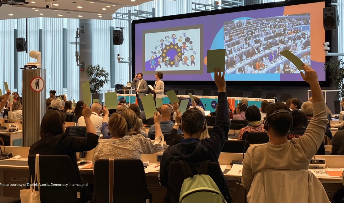 Image by Democracy International of citizens participating in the European Citizens' Panel