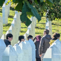 Participants visiting Srebrenica Memorial Centre